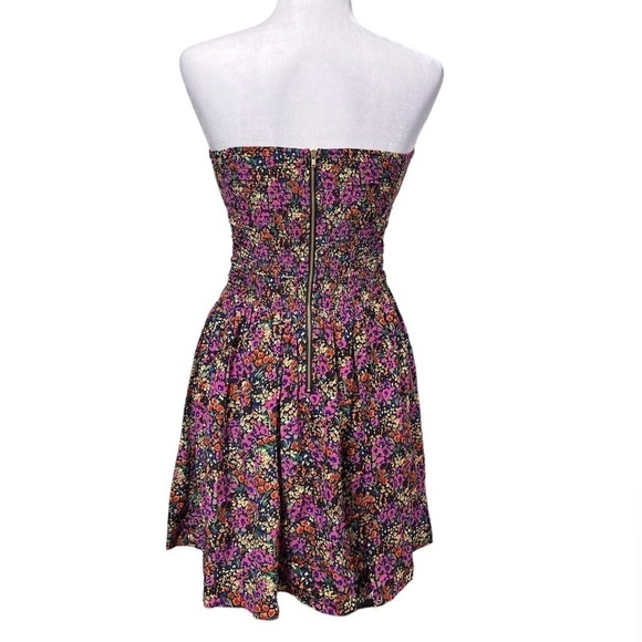 Parker Pure Silk Floral Printed Strapless Sweetheart Mini Dress - Picture 5 of 13